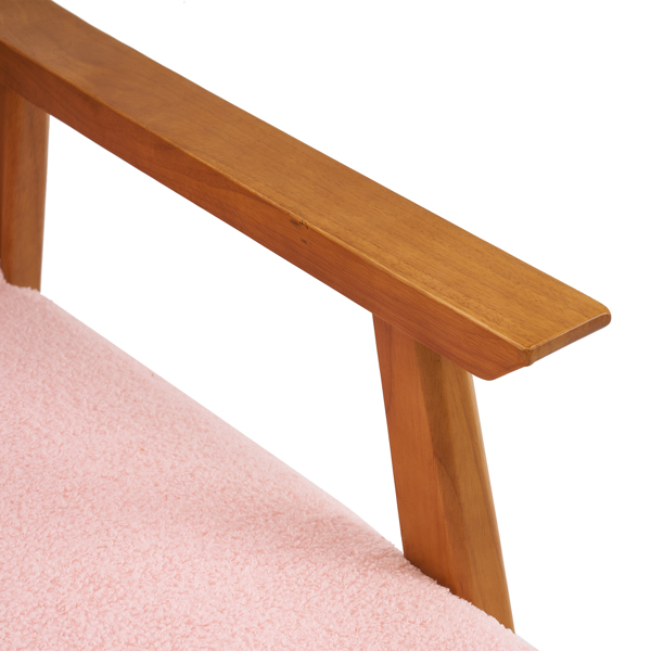  实木扶手  软包 泰迪绒 粉色 室内休闲椅 N201-21