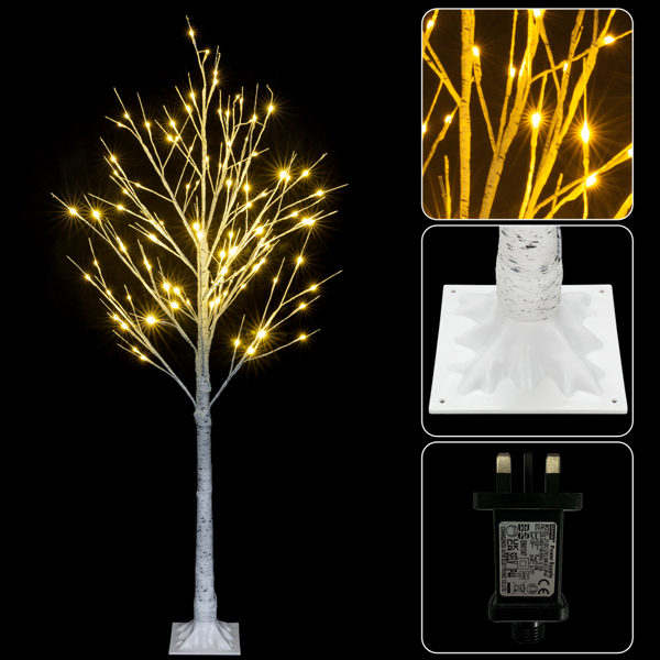 白色 6ft 96灯 96枝头 白桦树造型 塑料材质 圣诞树 英规 N001-18