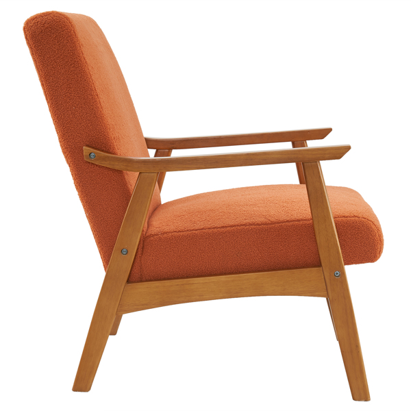  实木扶手  软包 泰迪绒 烧橙色 室内休闲椅 N201-5