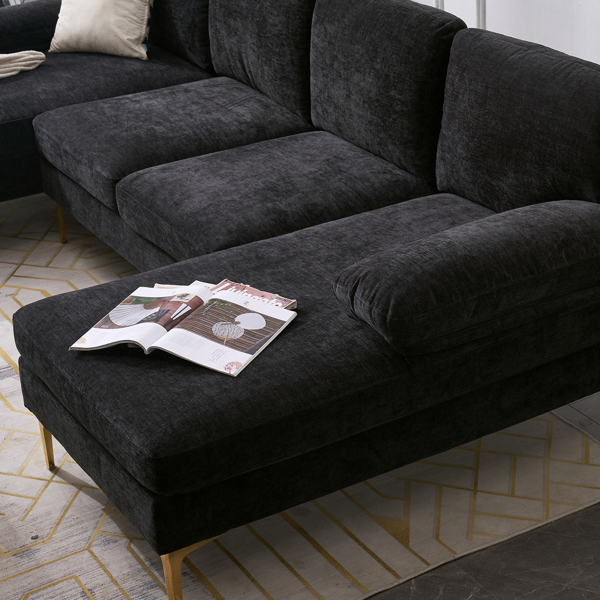 Title 26, Schwarzes U-förmiges 4-sitziges modulares Sofa ...