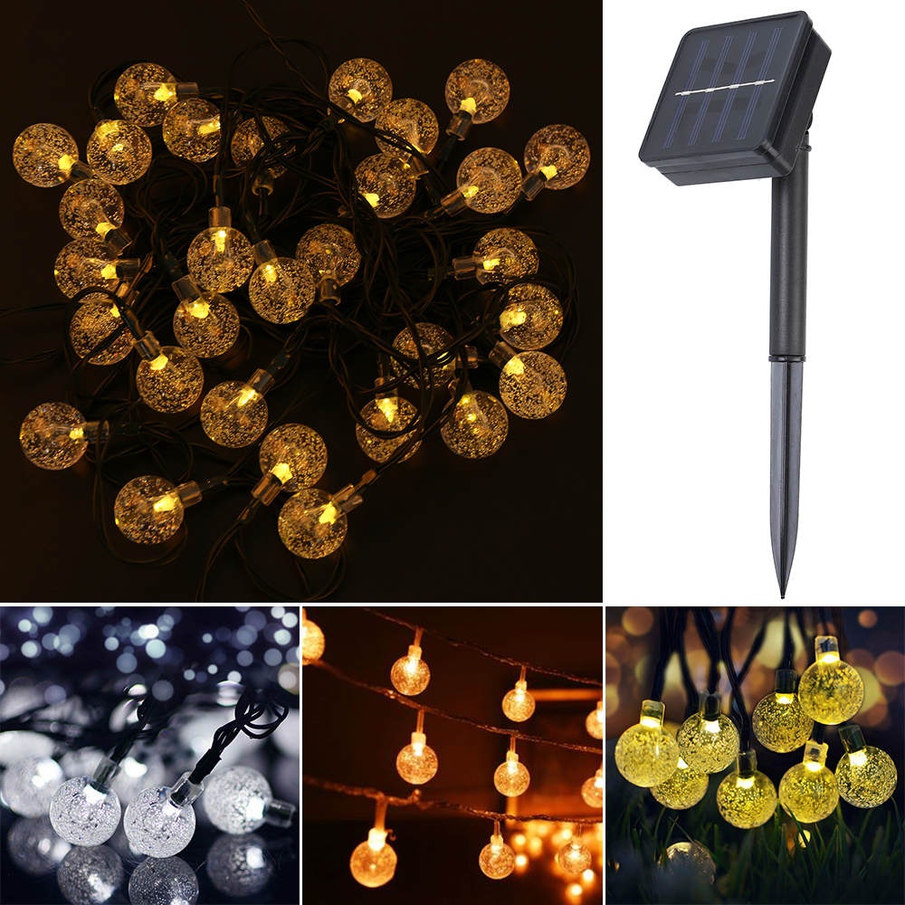 Solar Garden Lights 30 LED Bulb Ball String Light Outdoor Fairy Lamp Warm White