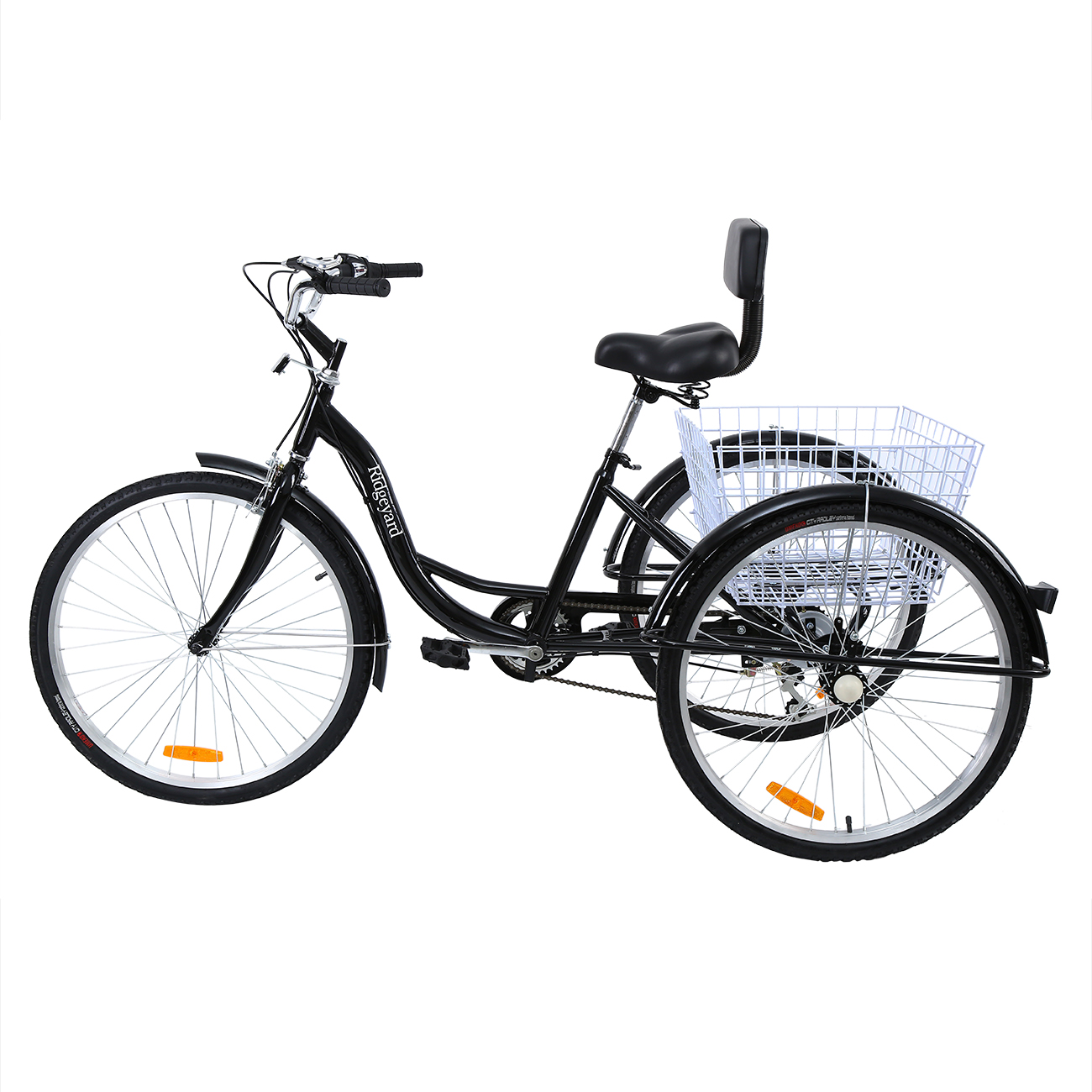 Adult Tricycle 7 Speed Cruise Bike 26 inch 3 Wheeled Bicycle with Large Size Basket Men's Women's Cruise Bike for Recreation, Shopping, Exercise