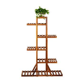 6层转角木制植物架梯子花盆展示架