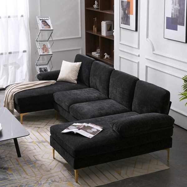 Title 20, Schwarzes U-förmiges 4-sitziges modulares Sofa ...