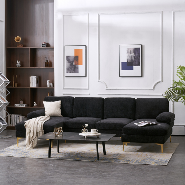 Title 21, Schwarzes U-förmiges 4-sitziges modulares Sofa ...