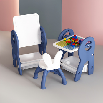 2 in 1儿童桌椅，带存储的画板，儿童可转换活动桌，用于绘画阅读艺术/儿童桌椅组，画板写字台，幼儿玩积木桌和配件