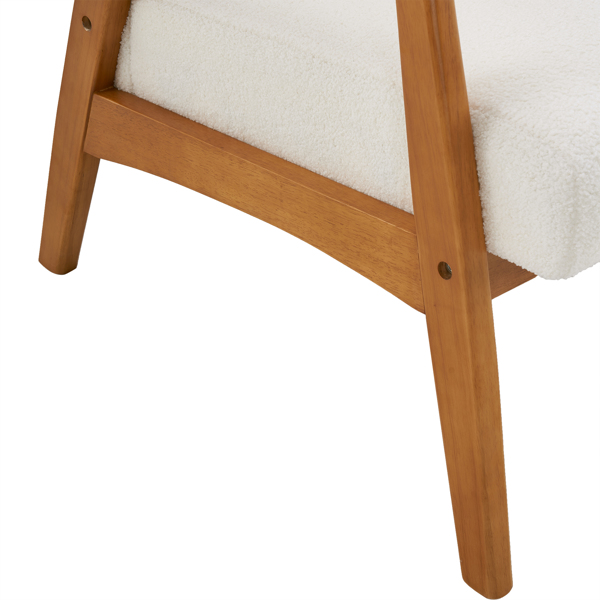  实木扶手  软包 泰迪绒 米白色 室内休闲椅 N201-21