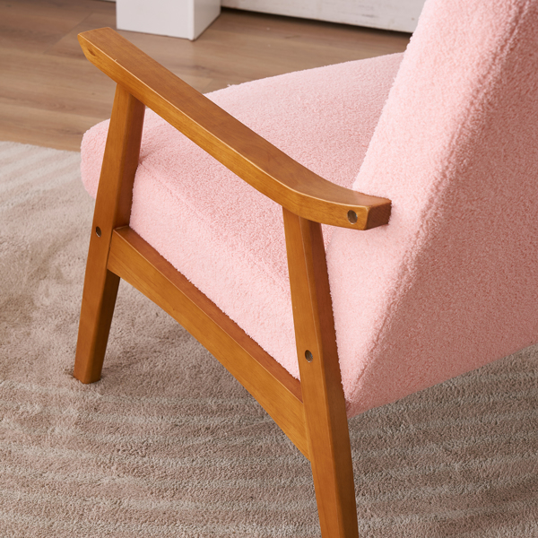  实木扶手  软包 泰迪绒 粉色 室内休闲椅 N201-34