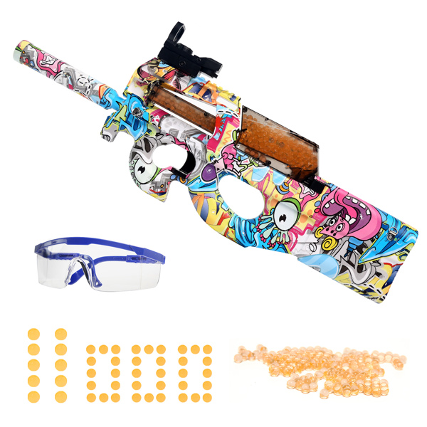 [亚马逊爆款]ASXCFE水弹玩具枪，电动飞溅球枪，带 11000 无毒，环保，可生物降解凝胶，儿童户外庭院活动射击游戏 P90-8