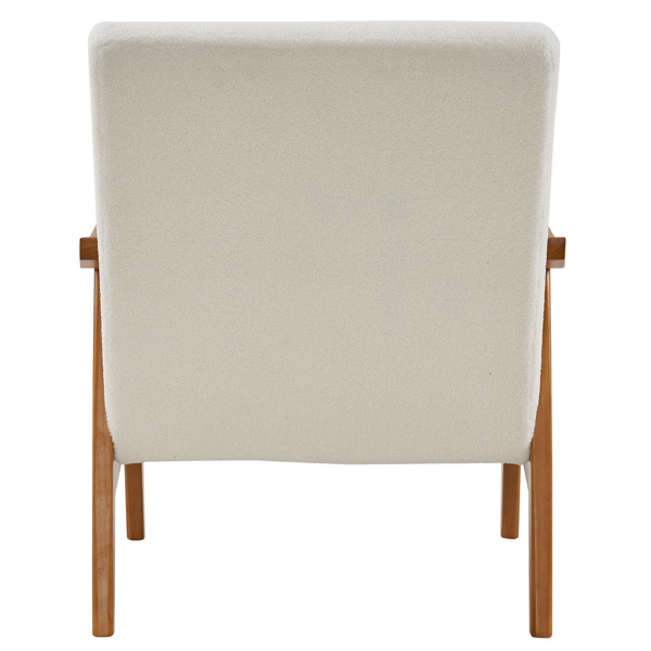  实木扶手  软包 泰迪绒 米白色 室内休闲椅 N201-8