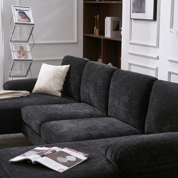 Title 22, Schwarzes U-förmiges 4-sitziges modulares Sofa ...