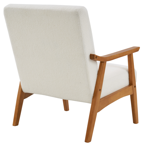  实木扶手  软包 泰迪绒 米白色 室内休闲椅 N201-6