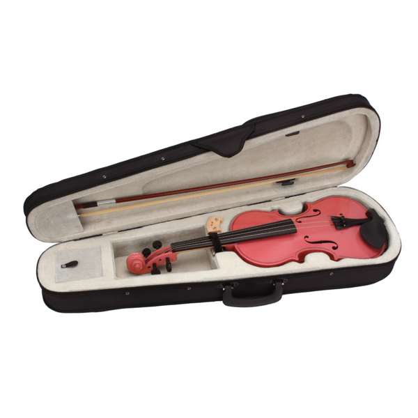 1/2 粉色小提琴+盒+弓子+松香-3
