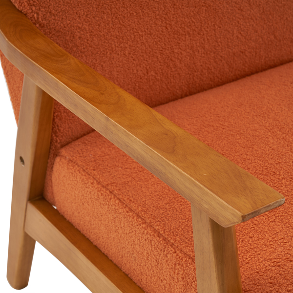  实木扶手  软包 泰迪绒 烧橙色 室内休闲椅 N201-24