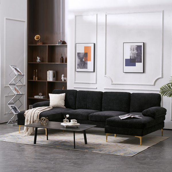 Title 18, Schwarzes U-förmiges 4-sitziges modulares Sofa ...