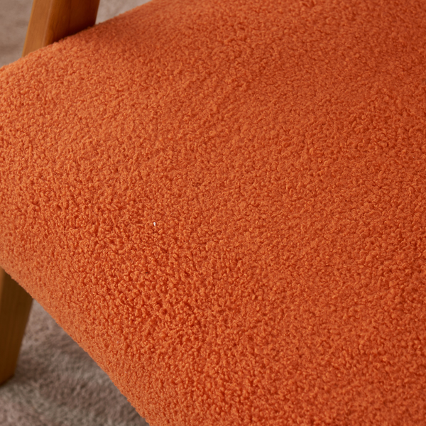  实木扶手  软包 泰迪绒 烧橙色 室内休闲椅 N201-31