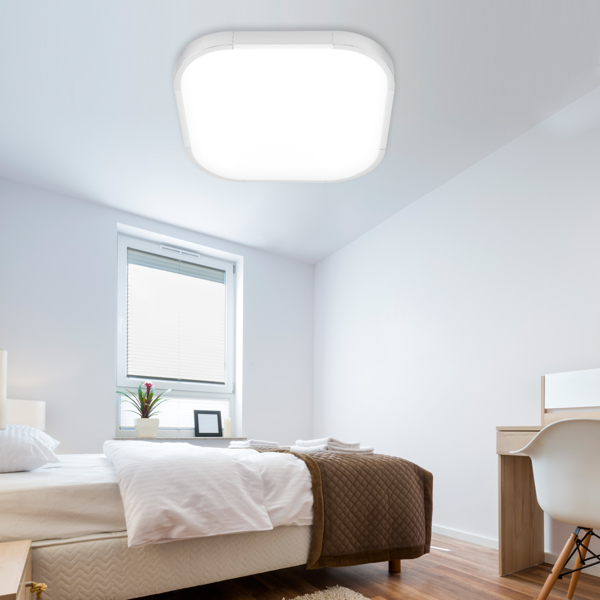 现代LED吸顶灯，12W 6500K亚克力方形面板灯，冷白色，适用于卧室厨房走廊阳台-14