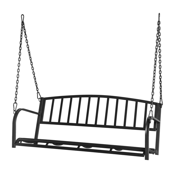  118*46*47cm 黑色 铁艺 带铁链 铁秋千 竖条靠背 200kg 北美 N001（不含秋千架）-10