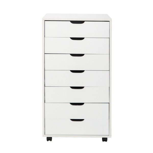  白色麻面 刨花板贴三胺 七抽 木制文件柜 可移动 N002-3
