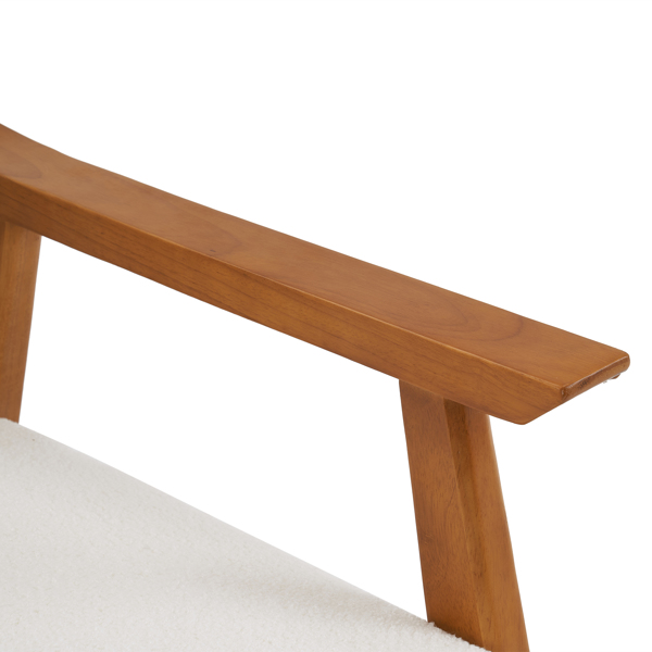  实木扶手  软包 泰迪绒 米白色 室内休闲椅 N201-20
