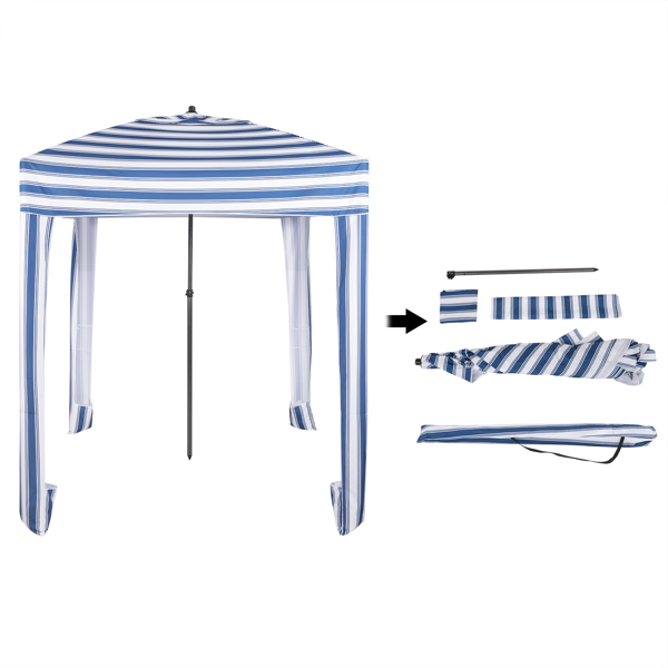  180*180*240cm 蓝白条纹 沙滩遮阳篷 纤维杆 涤纶布 方形 N001-12