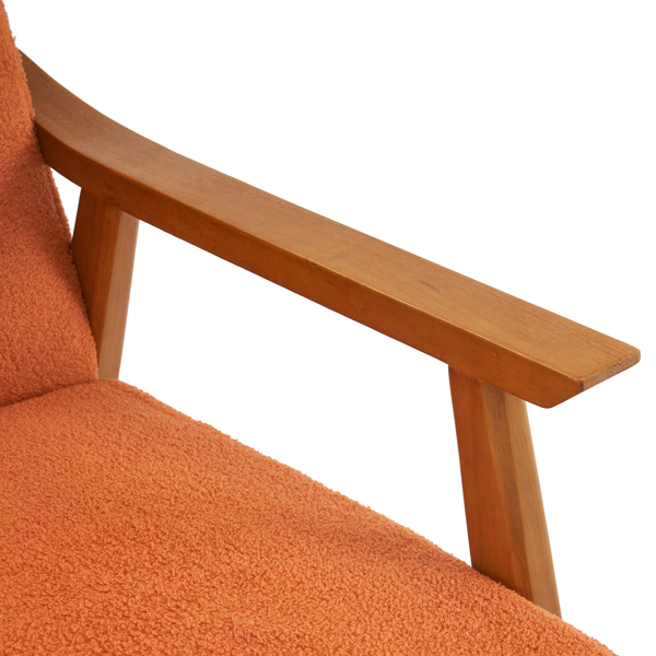  实木扶手  软包 泰迪绒 烧橙色 室内休闲椅 N201-30