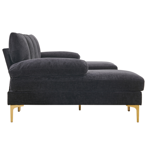 Title 6, Schwarzes U-förmiges 4-sitziges modulares Sofa ...