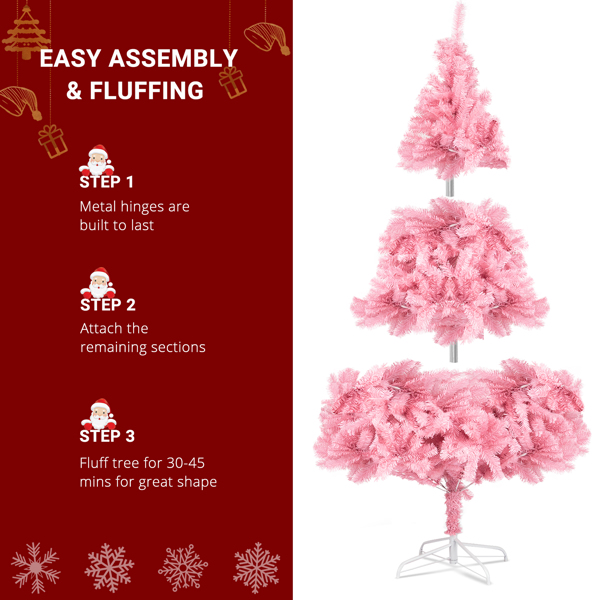 粉色 6ft 1600枝头 PVC材质 圣诞树 N001 美国-3