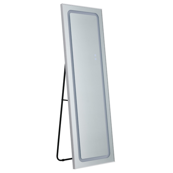  白色 铝合金 直角长方形 65*22in 可站立 可悬挂 全身镜 三色调光 调节亮度 断电记忆 N001-4
