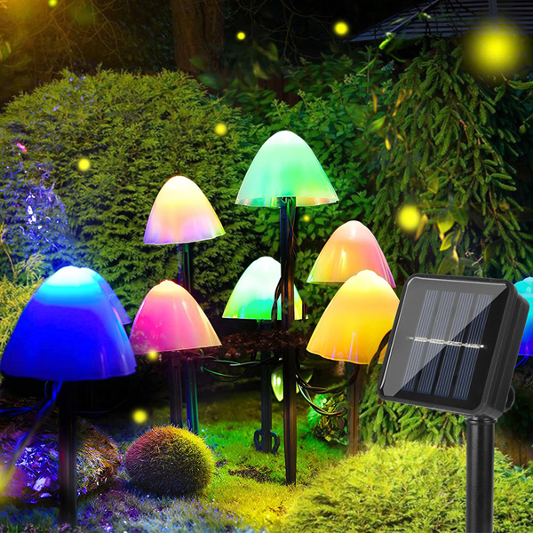 （带电）太阳能蘑菇灯5米20个灯泡 8模式 彩色-12