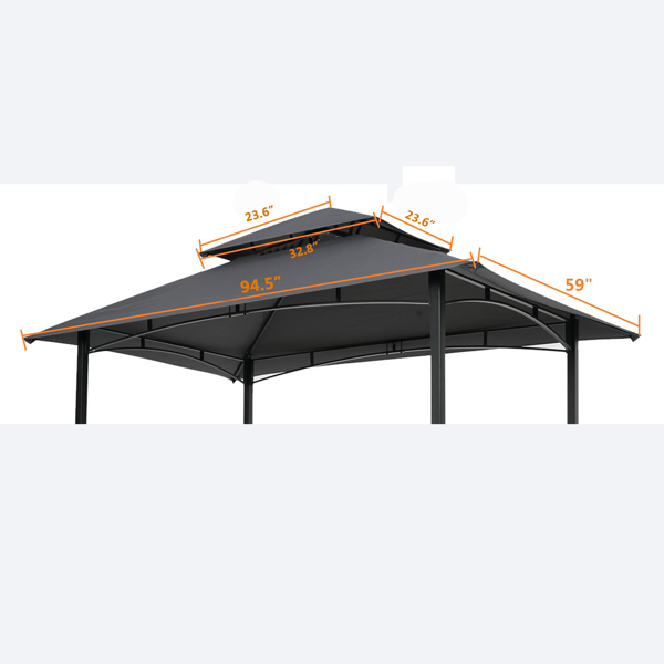 8X5Ft烧烤露台蓬顶替换顶布，双层烧烤帐篷顶盖顶布（灰色）【禁售temu，周末无法发货，谨慎下单】-2