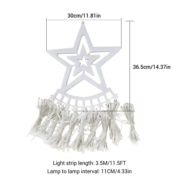 太阳能款LED五角星瀑布灯节日装饰灯 暖白(周末不发货)-3