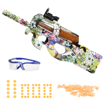 [亚马逊爆款]ASXCFE水弹玩具枪，电动飞溅球枪，带 11000 无毒，环保，可生物降解凝胶，儿童户外庭院活动射击游戏 P90