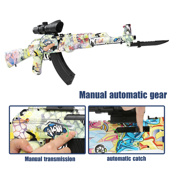 [亚马逊爆款]ASXCFE凝胶球冲击波水弹枪AK47 儿童电动玩具枪带11000发海绵宝宝水弹，可充电电池，射击距离50英尺左右-2