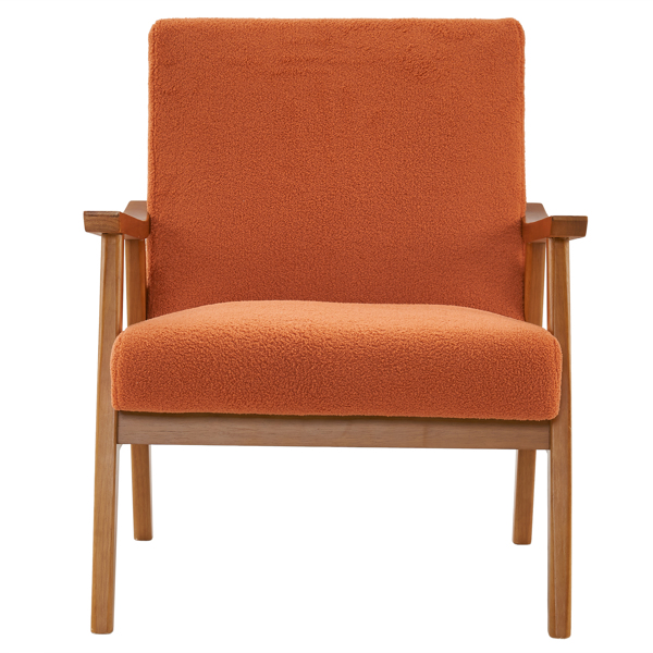  实木扶手  软包 泰迪绒 烧橙色 室内休闲椅 N201-3