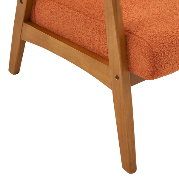  实木扶手  软包 泰迪绒 烧橙色 室内休闲椅 N201-22