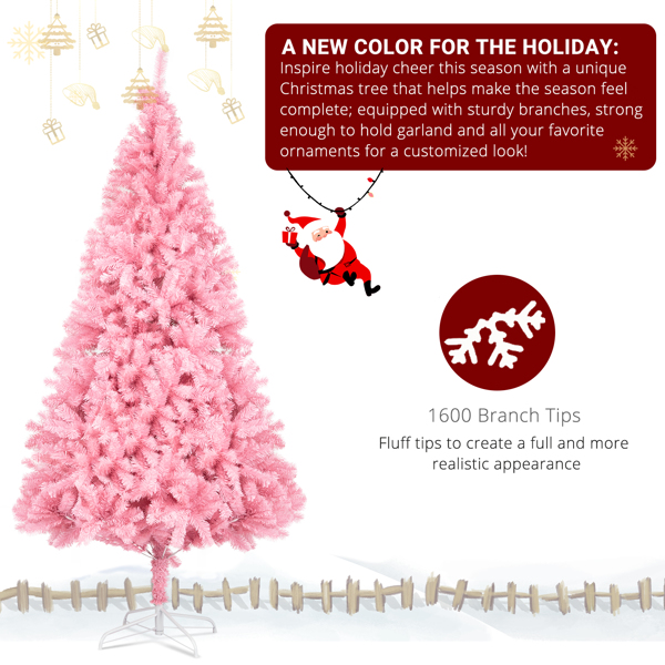 粉色 6ft 1600枝头 PVC材质 圣诞树 N001 美国-2