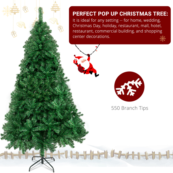 绿色 6ft 550枝头 PVC材质 圣诞树 N001 欧洲-3