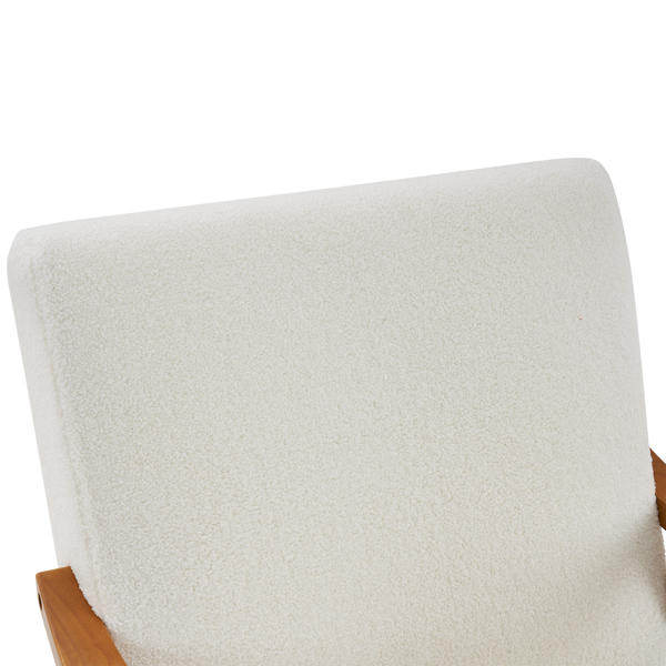  实木扶手  软包 泰迪绒 米白色 室内休闲椅 N201-24