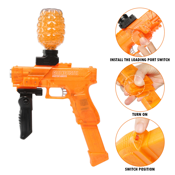 [亚马逊爆款]ASXCFE水弹枪儿童玩具枪电动凝胶球爆破冲击波11000发水弹海绵宝宝，可充电电池，射击距离高达65英尺 橙色-12