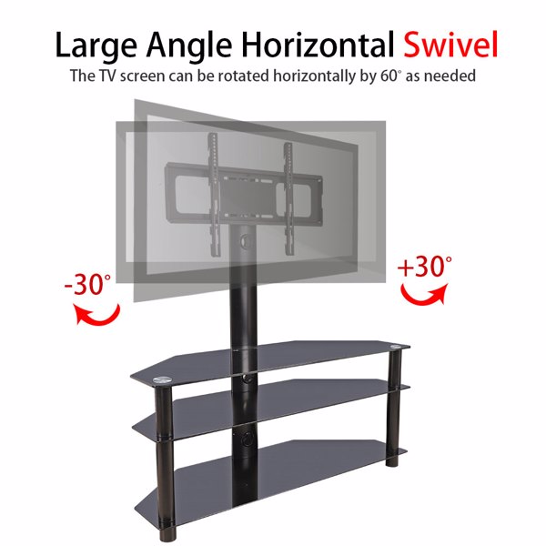  TSG002 梯形面三层钢化玻璃 电视柜架 50kg 角度调节60° VESA600*400 黑色-3