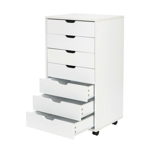  白色麻面 刨花板贴三胺 七抽 木制文件柜 可移动 N002-6