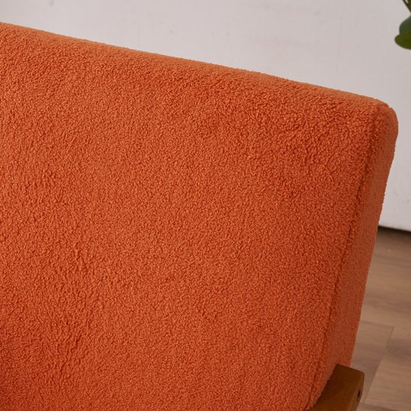  实木扶手  软包 泰迪绒 烧橙色 室内休闲椅 N201-18