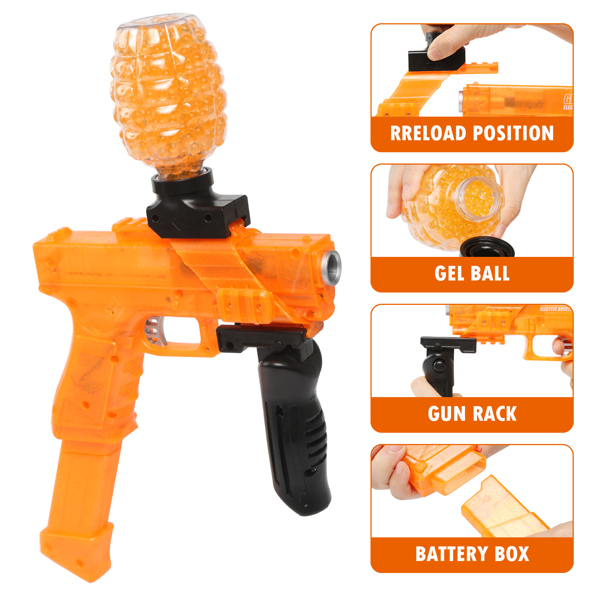 [亚马逊爆款]ASXCFE水弹枪儿童玩具枪电动凝胶球爆破冲击波11000发水弹海绵宝宝，可充电电池，射击距离高达65英尺 橙色-11