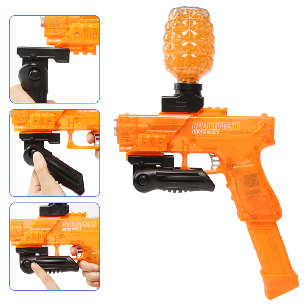 [亚马逊爆款]ASXCFE水弹枪儿童玩具枪电动凝胶球爆破冲击波11000发水弹海绵宝宝，可充电电池，射击距离高达65英尺 橙色-16