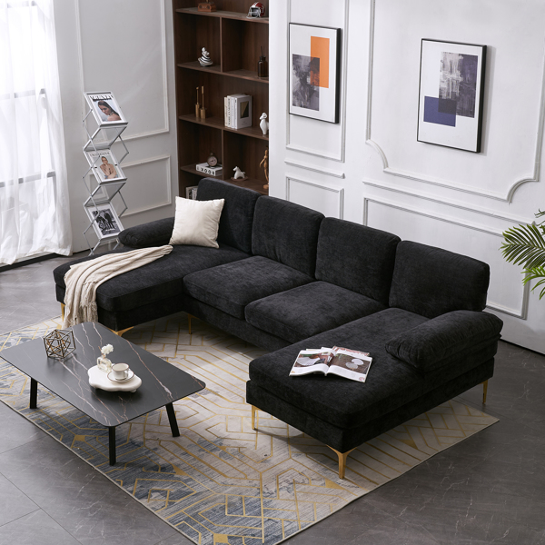 Title 25, Schwarzes U-förmiges 4-sitziges modulares Sofa ...