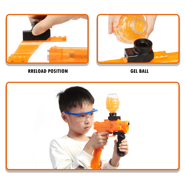 [亚马逊爆款]ASXCFE水弹枪儿童玩具枪电动凝胶球爆破冲击波11000发水弹海绵宝宝，可充电电池，射击距离高达65英尺 橙色-13