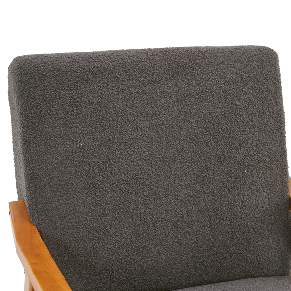  实木扶手  软包 泰迪绒 深灰色 室内休闲椅 N201-18