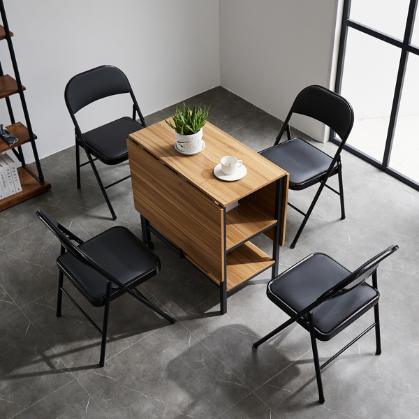  三层 方形 餐桌 密度板 铁 木纹棕 多功能可折叠 135*78*75cm N101-7