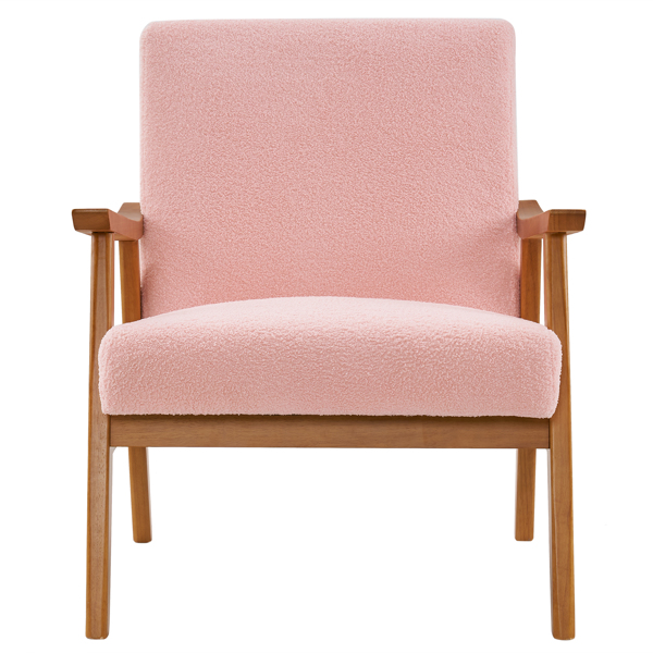  实木扶手  软包 泰迪绒 粉色 室内休闲椅 N201-4